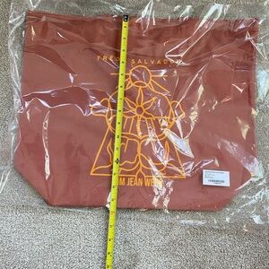 Freda Salvador Rust Tote with Mustard Graphic